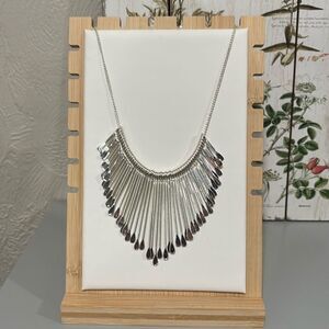 Liz Claiborne Silver Tone Spoon Fringe Necklace
